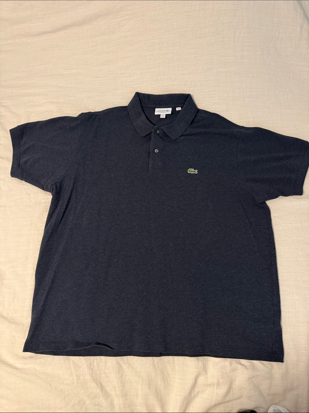 Lacoste Men's Dark Blue Polo with Green Crocodile Logo